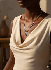 Black Onyx Rectangle Pendant Necklace