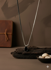 Black Onyx Rectangle Pendant Necklace