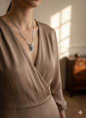 Black Onyx Rectangle Pendant Necklace