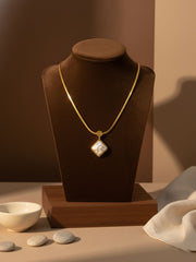 Golden Square Pendant Necklace
