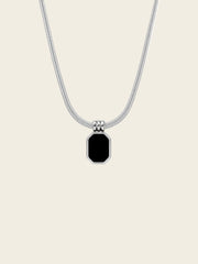 Black Onyx Rectangle Pendant Necklace