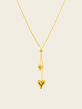 Golden Twin Heart Drop Necklace