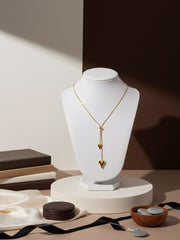 Golden Twin Heart Drop Necklace