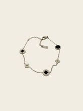 Silver & Black Clover Link Bracelet