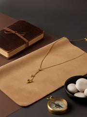 Golden Twin Heart Drop Necklace