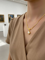 Golden Square Pendant Necklace