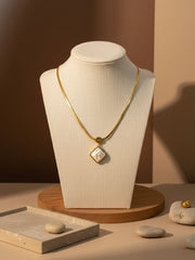 Golden Square Pendant Necklace