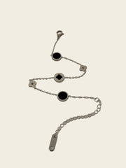 Silver & Black Clover Link Bracelet