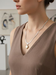 Pearl-Glow Square Pendant Necklace