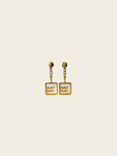 Wave Emblem Square Drop Earrings