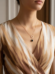 Noir Geo Drop Necklace