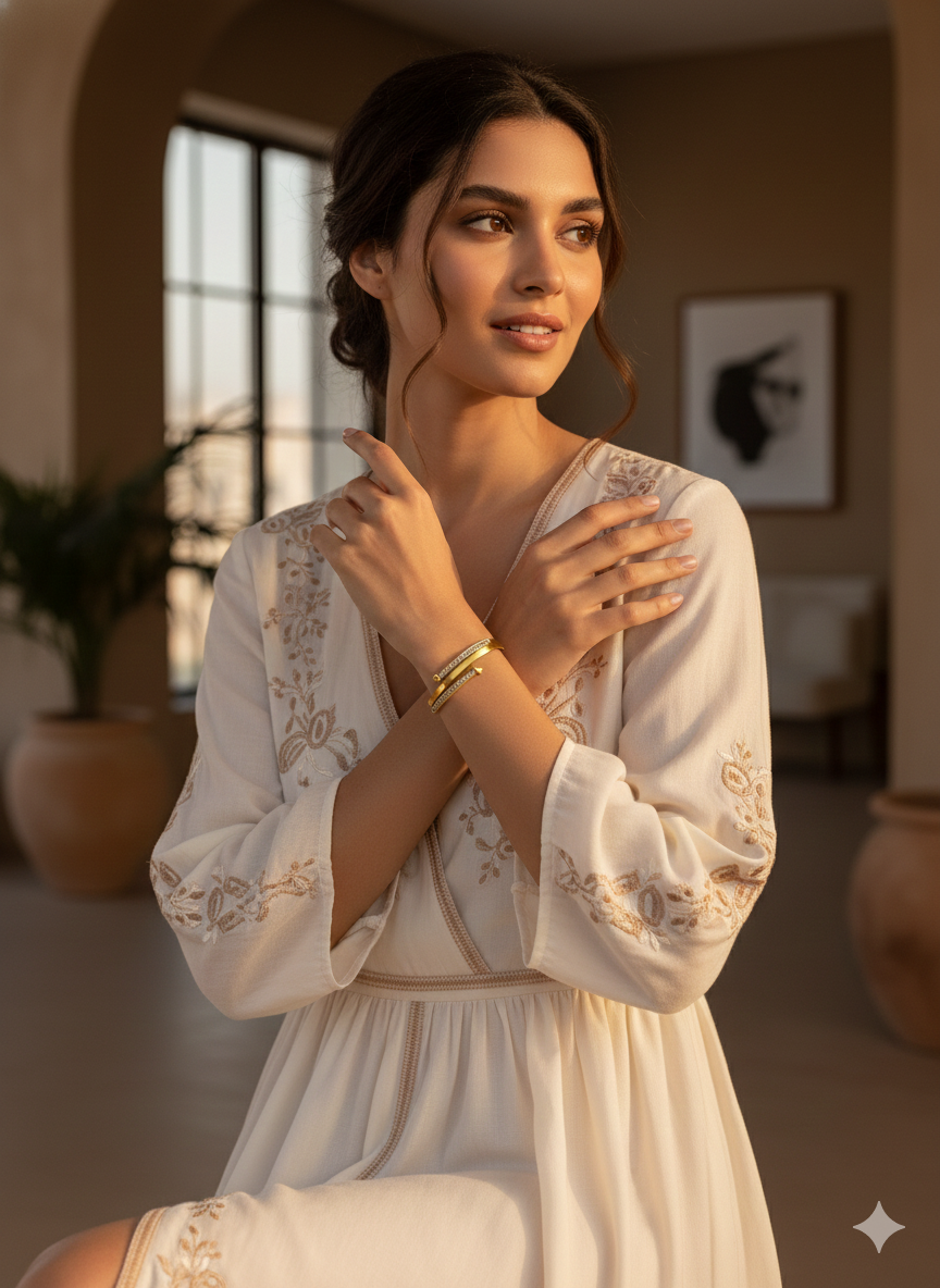 Golden Curve Sparkle Bangle