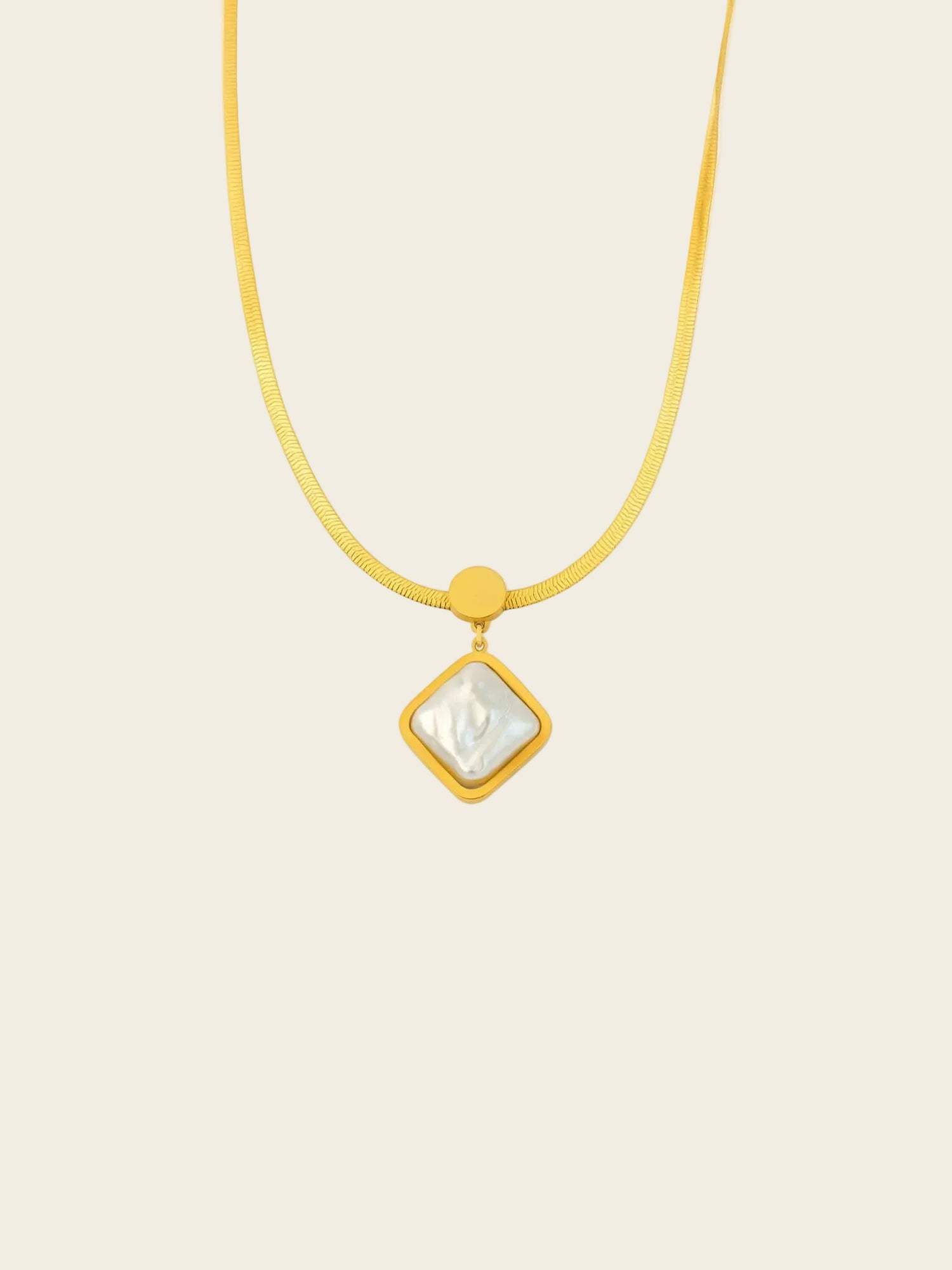 Golden Square Pendant Necklace
