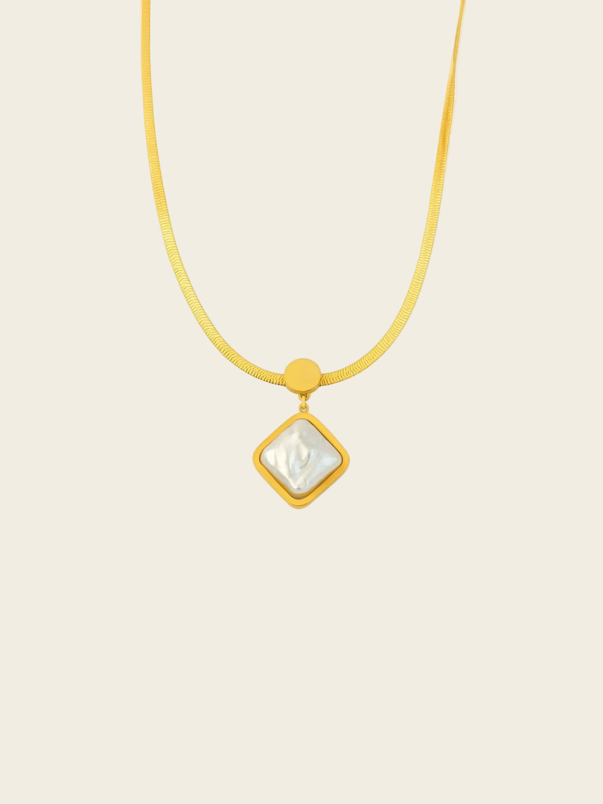 Golden Square Pendant Necklace
