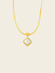 Golden Square Pendant Necklace