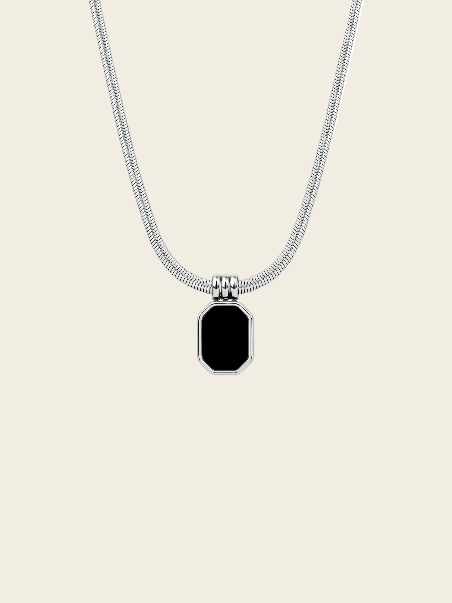 Black Onyx Rectangle Pendant Necklace