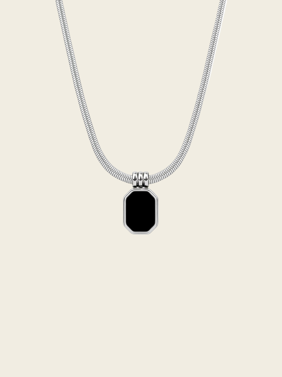 Black Onyx Rectangle Pendant Necklace