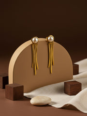 Pearl Tassel Stud Earrings