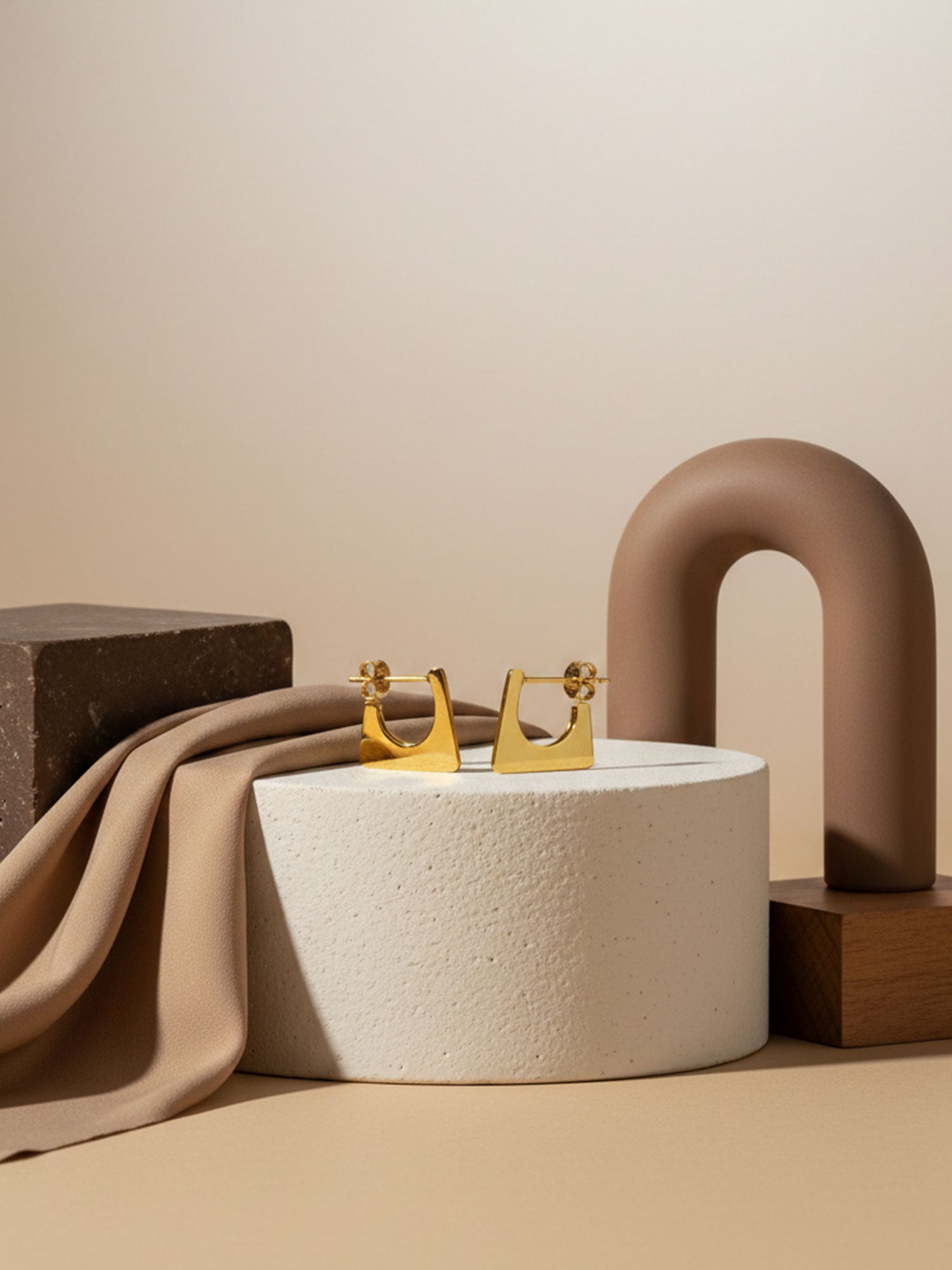 Geo Triangle Golden Earrings