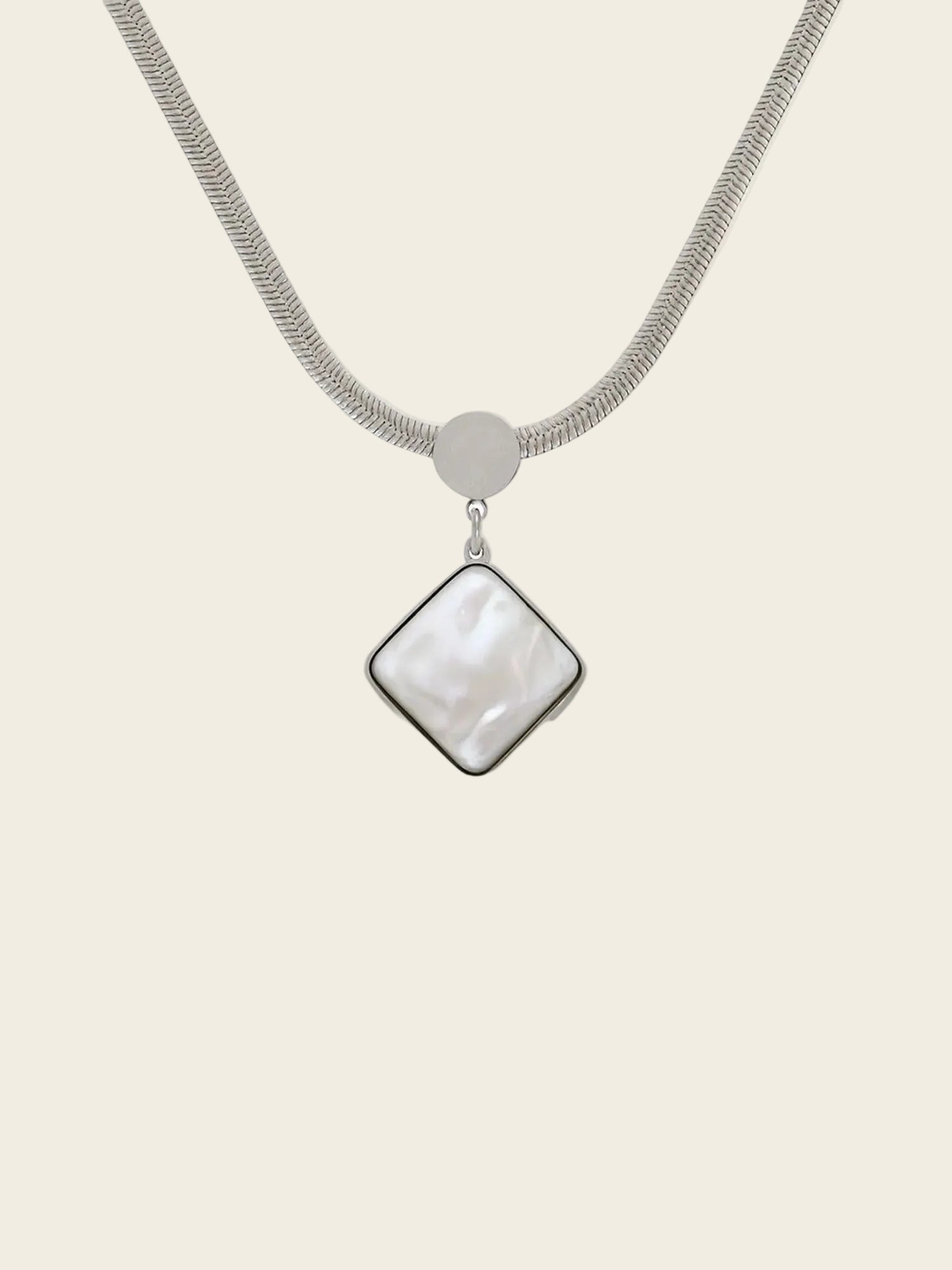 Pearl-Glow Square Pendant Necklace