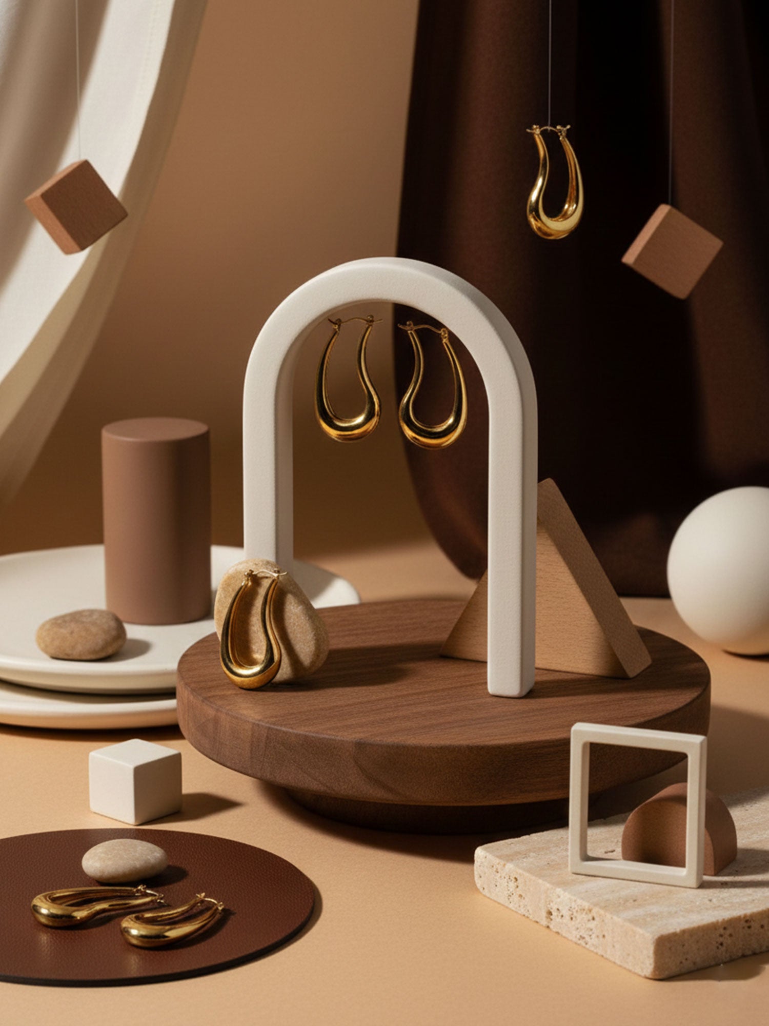 Golden Wave Hoop Earrings