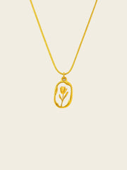 Golden Petal Oval Necklace