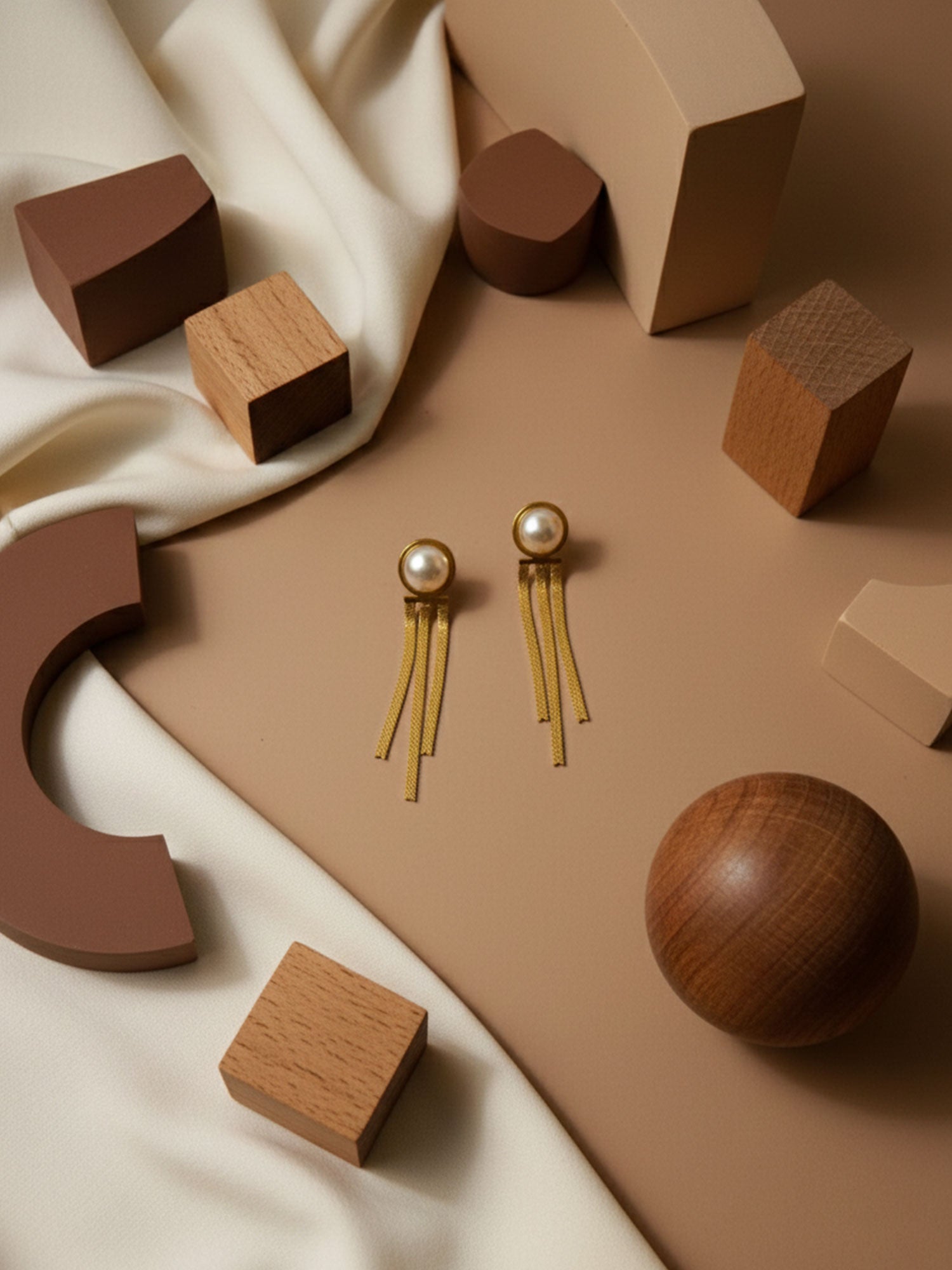 Pearl Tassel Stud Earrings