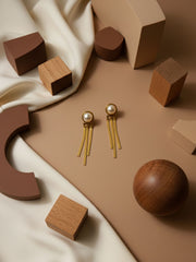 Pearl Tassel Stud Earrings