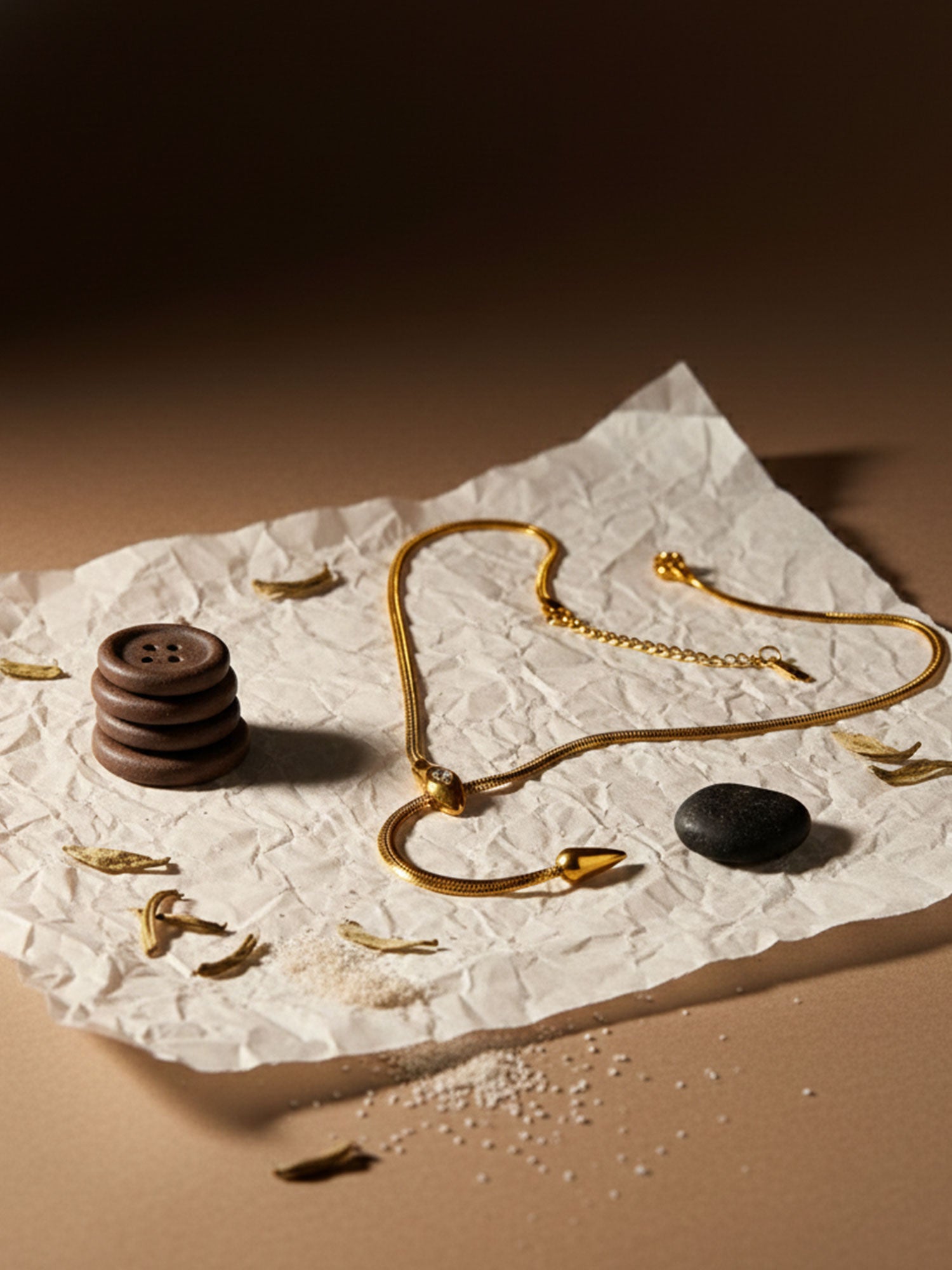 Gold Curve Drop Necklace