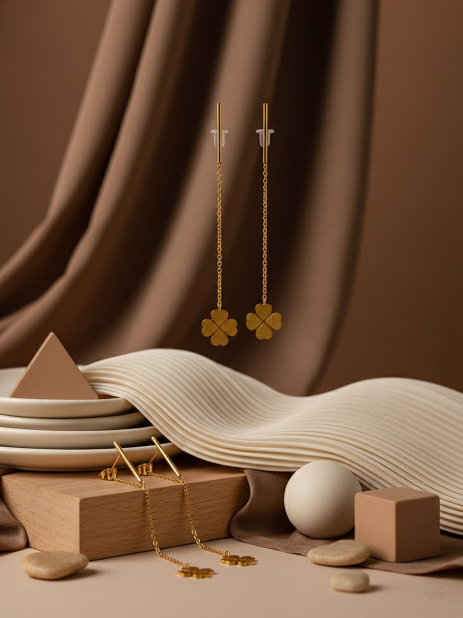 Clover Chain Drop Earrings