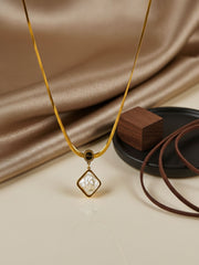 Golden Square Pendant Necklace