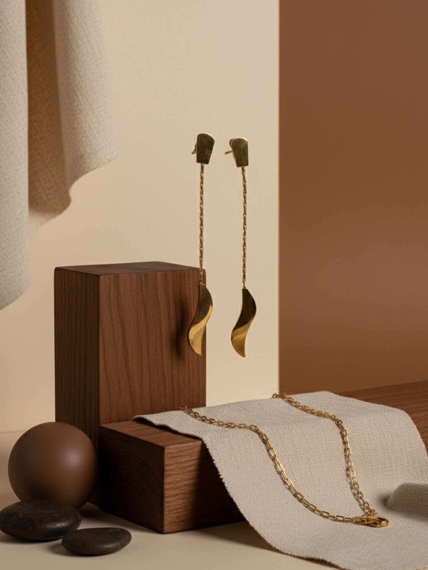 Wave Chain Drop Earrings