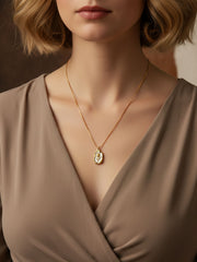 Golden Petal Oval Necklace