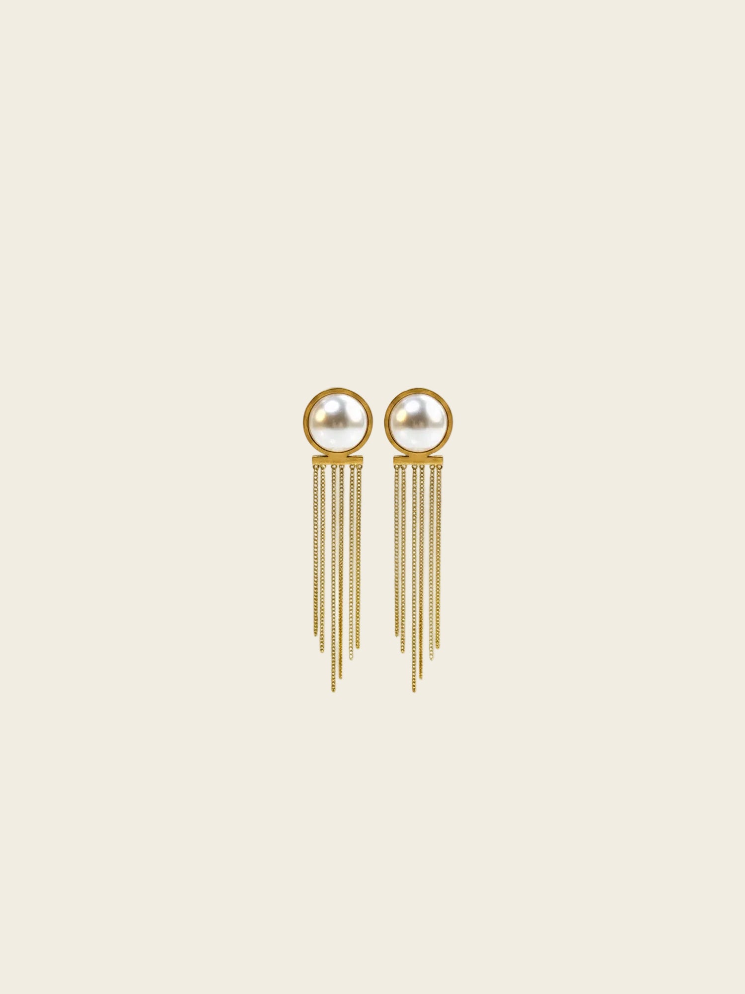 Pearl Tassel Stud Earrings