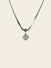 Pearl-Glow Square Pendant Necklace