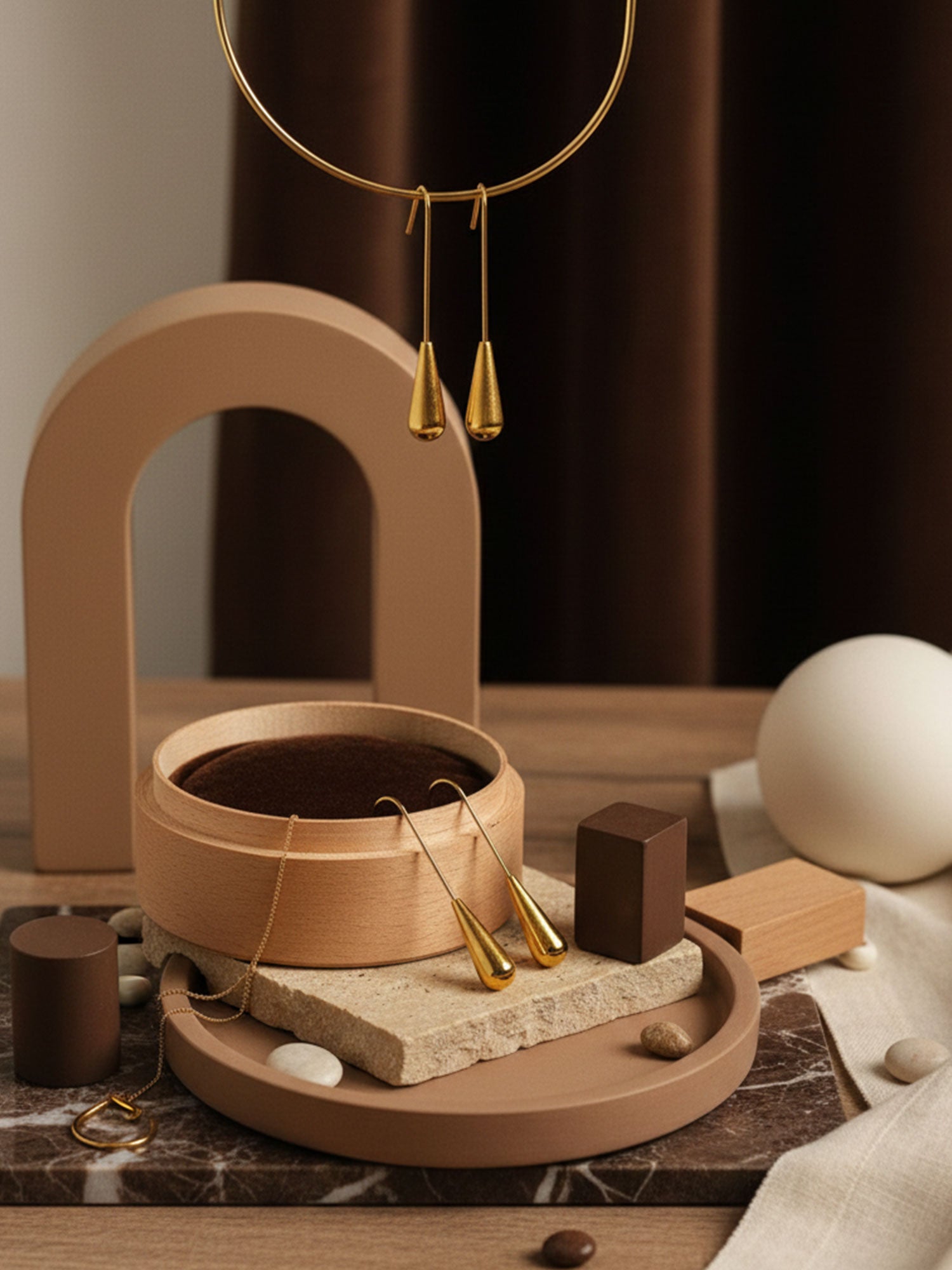 Golden Drop Hook Earrings