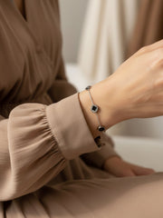 Silver & Black Clover Link Bracelet