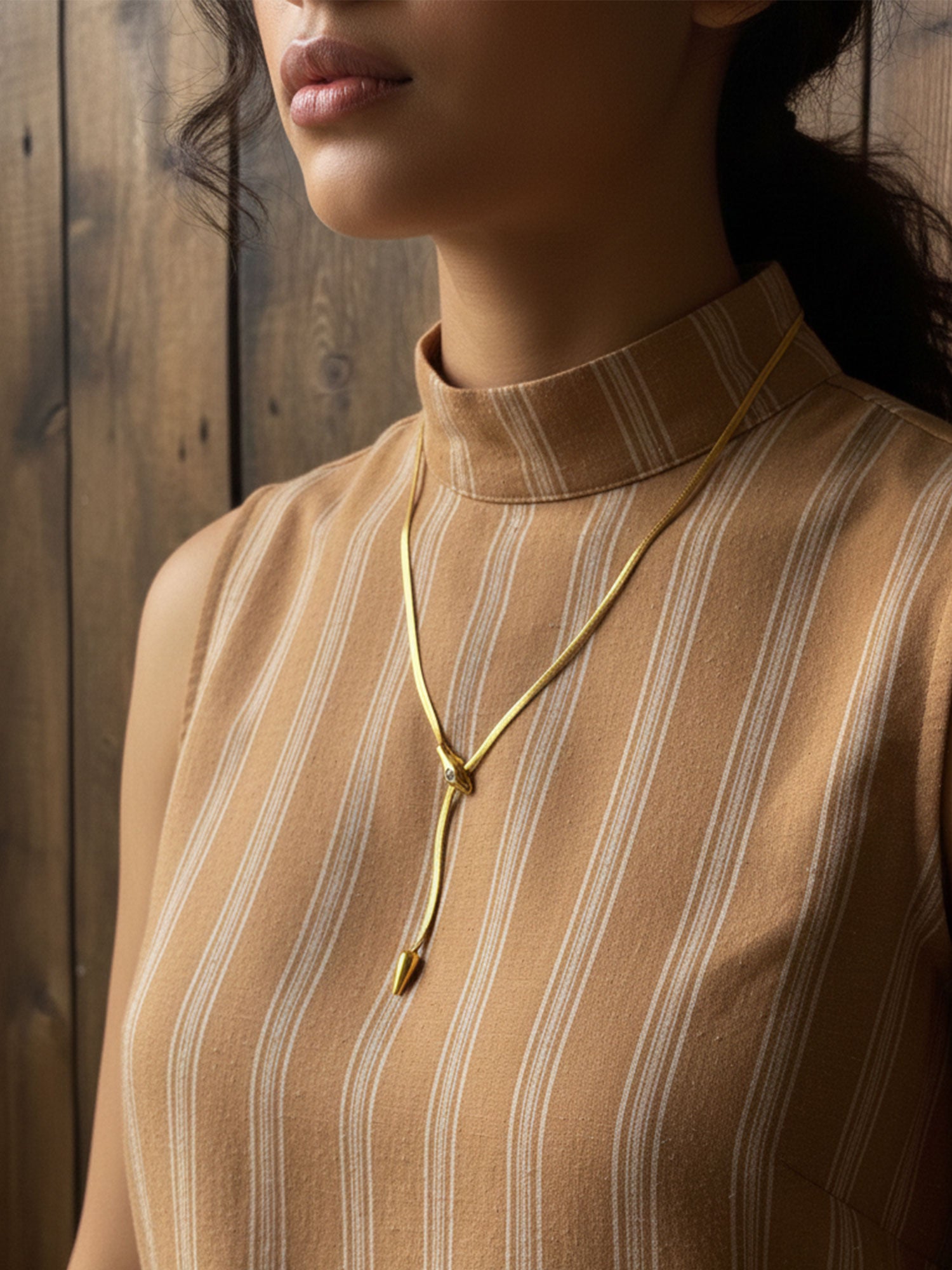 Gold Curve Drop Necklace
