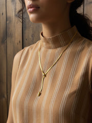 Gold Curve Drop Necklace