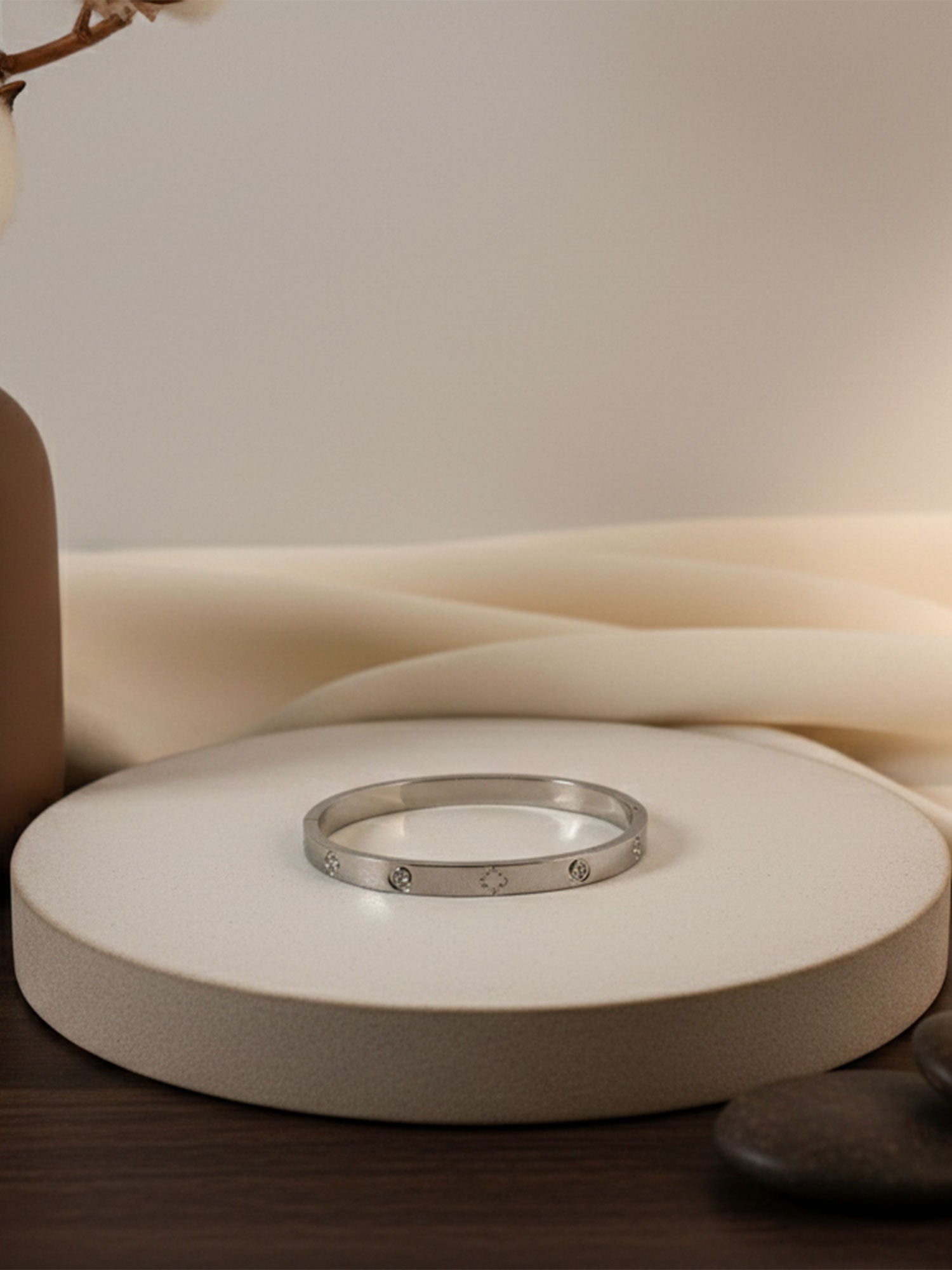 Silver Sparkle Stainless Steel Bangle