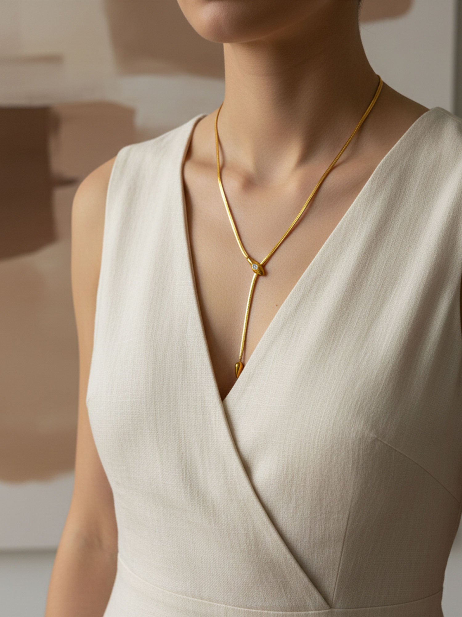 Gold Curve Drop Necklace