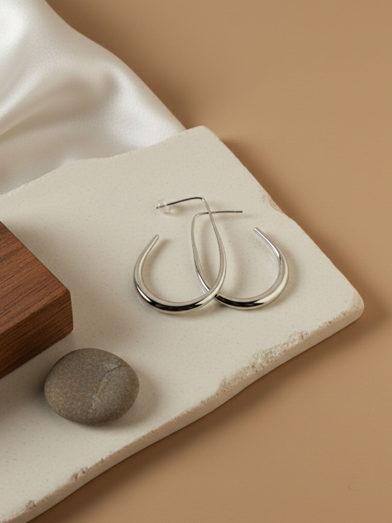 Sleek Teardrop Hoop Earrings