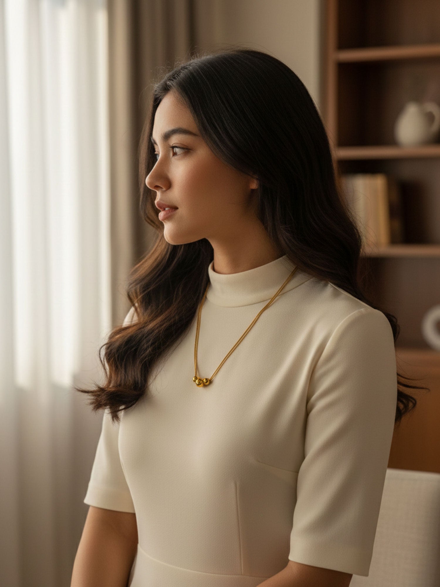 Golden Trio Bead Necklace