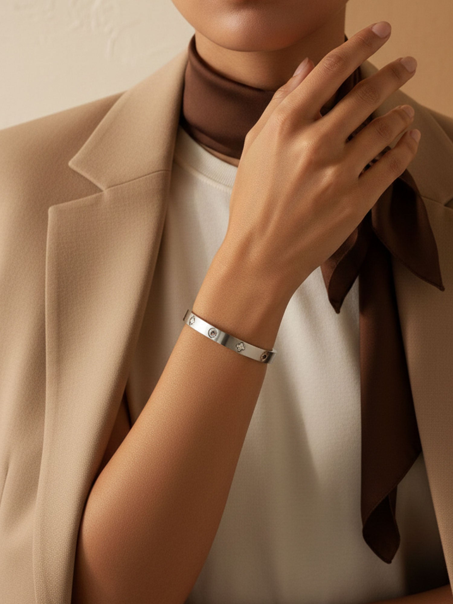 Silver Sparkle Stainless Steel Bangle