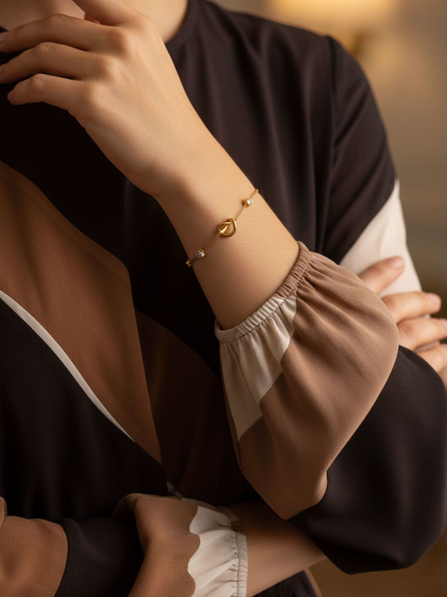 Golden Knot Charm Bracelet