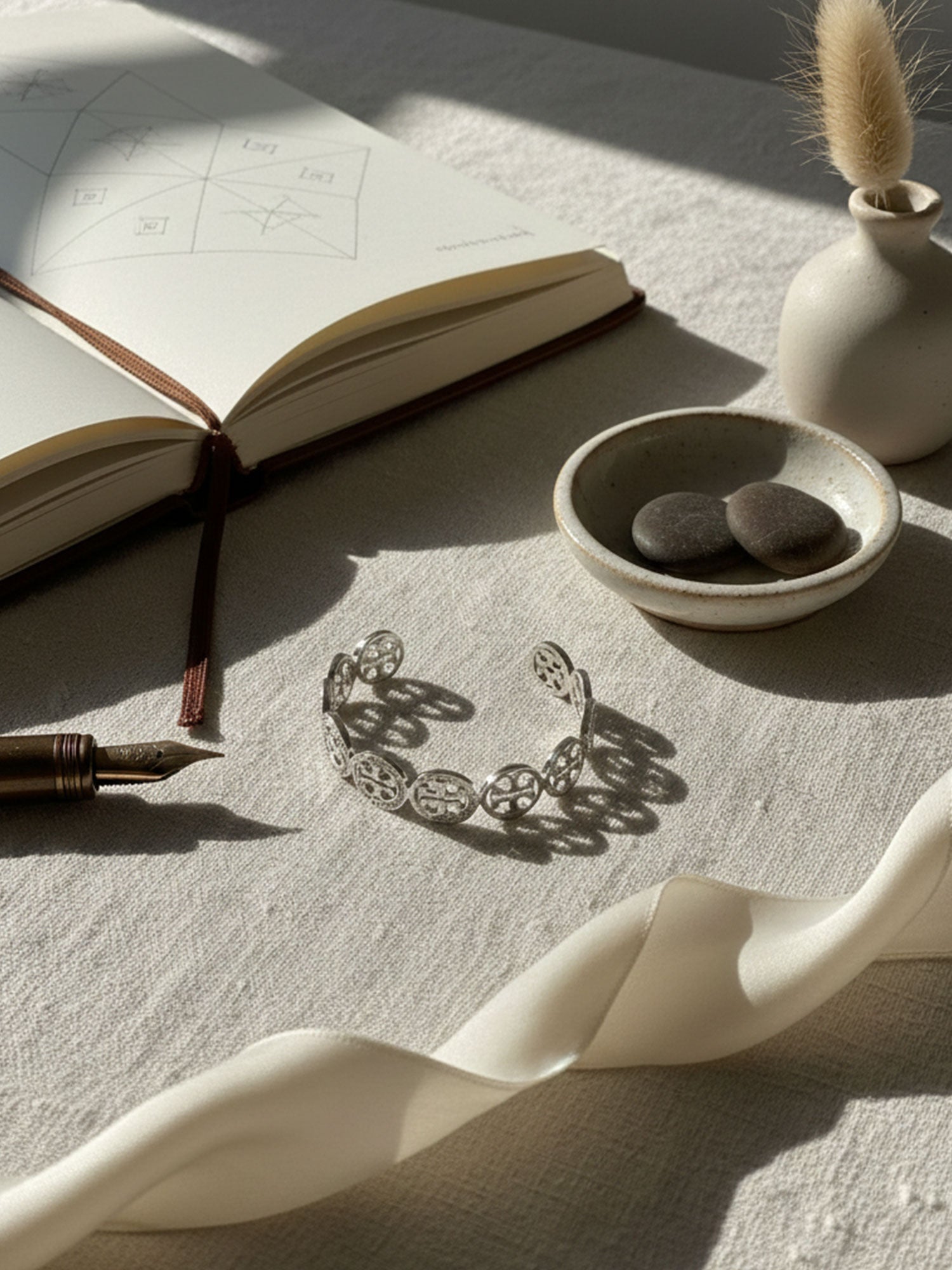 Silver Emblem Charm Bangle